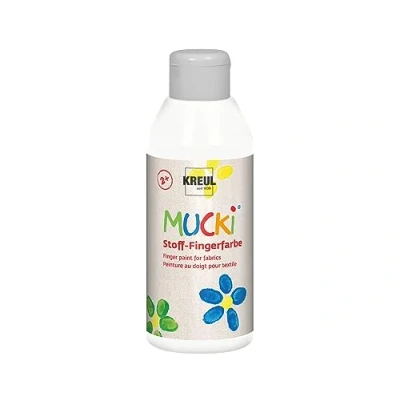 Image de Kreul 28401 Mucki peinture au doigt pour tissu, 250 ml en blanc, sans paraben, gluten, lactose et végétalienne, optimale l&#039;application avec les doigts mains