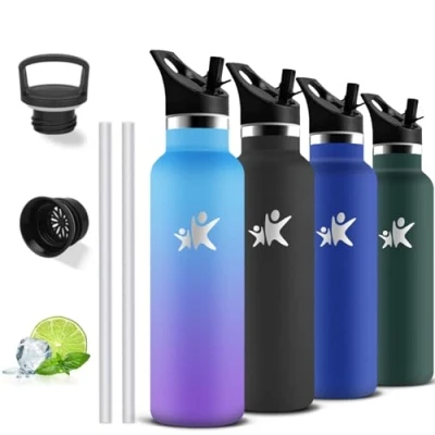 Image de Gourde Isotherme, 750 ml, Sans BPA, Bouteille Anti Fuite, Inox, Double Isolation, Thermos avec Paille, Facile à Nettoyer, d&#039;eau pour Voyage, Camping, Aptitude