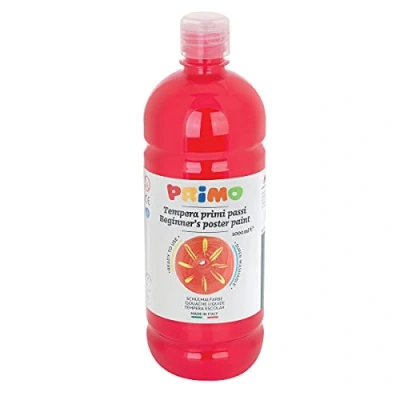 Image de PRIMO Morocolor, Premiers pas à la Gouache brillante 1000 ml, Rouge, colorée en bouteille, Peut être utilisée sur plus surfaces, Pour ceux qui commencent peindre 204BR1000300