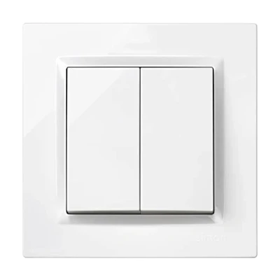 Image de Simon Commutateur double série 10, 230 V, interrupteur mural intérieur, facile à installer, avec cadre, couvercle et mécanisme, couleur blanche