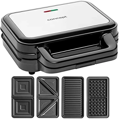Image de CONCEPT Hausgeräte SV3070 Appareil à croque monsieur avec plaques interchangeables 4 en 1 900 W Noir