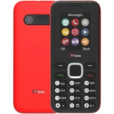 Image de TTfone TT150 Téléphone Portable Basique Débloqué avec Bluetooth, Batterie Longue Durée, Double SIM Appareil Photo et Jeu, Facile à Utiliser, Robuste Léger (Rouge, Chargeur)