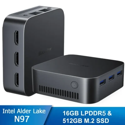 Image de Blackview MP80 Mini PC RAM 16 Go Stockage 512 M.2 SSD, Windows 11 Pro, WiFi 2.4G+5G, Intel Alder Lake N97, 3.60 GHz Noir