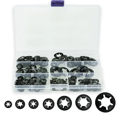 Image de Rondelles de Blocage Universel Rondelle Verrouillage M3 M4 M5 M6 M8 M10 M12 Rapide Pousser Fixations Assortment Kit avec Boîte Noir 340 Pièces