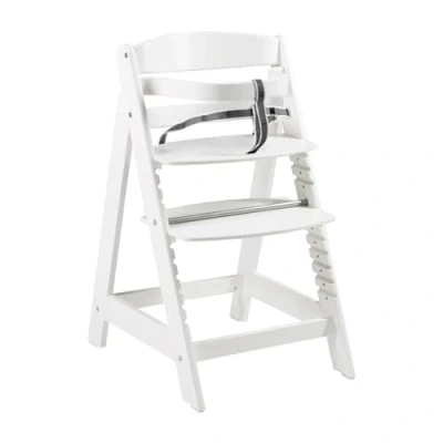 Image de roba Chaise Haute Évolutive en Bois Blanc Sit Up Click Hauteur Réglable par un Seul Clic Certifiée EPH de 6 Mois jusqu&#039;à 70 kg avec Barre Sécurité