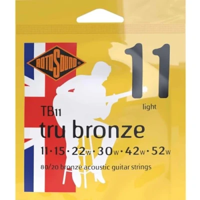 Image de Rotosound Tru Bronze Jeu de cordes pour guitare folk 80/20 Tirant light (11 15 22 30 42 52) (Import Royaume Uni)