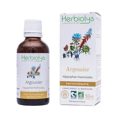 Image de Herbiolys Extrait De Plantes Fraîches Bio Argousier (Hippophae rhamnoïdes) Tonus &amp; Vitalité Phytothérapie 50 ml