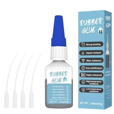 Image de WAN2TLK Colle en caoutchouc 25 g Extra forte Étanche Avec 4 gouttes applicateurs instantanée Convient pour les produits caoutchouc, pneus, chaussures, travaux