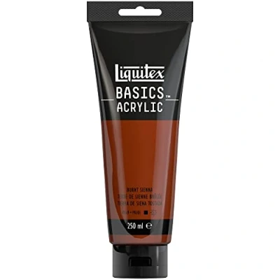 Image de Liquitex 88700214 Basics peinture acrylique, artistique monopigmentée, résistante à la lumière, qualité archive, finition satinée, tube De 250 ml Terre Sienne Brûlée