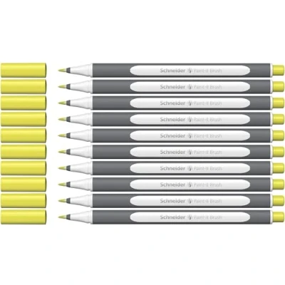 Image de Schneider Brushpen Paint It 070 Lot de 10 feutres pinceaux qualité supérieure avec pointe flexible et couleurs vives pour la calligraphie, le lettrage à main plus encore Vert pastel