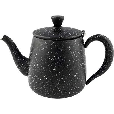 Image de Café Olé Théière de première qualité en acier inoxydable avec une boule à thé intégrée fini granit noir, 48oz PT 048BG