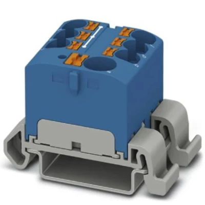 Image de Phoenix CONTACT PTFIX 10/6X4 NS35A BU Bloc de distribution 57 A Nombre connecteurs 7 Section 0,5 mm² 10 AWG 20 6 Largeur 27,9 mm Bleu 1 pièce
