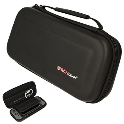 Image de TECHGEAR Étui Nintendo Switch OLED Housse de Protection / Pochette Transport Compatible avec OLED, Manettes Joy Con, Cartes Jeux, [Noir]