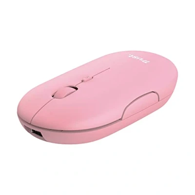 Image de Trust Puck Souris sans Fil Rechargeable, Bluetooth ou 2,4 GHz avec Mini Récepteur USB, Bouton PPP, Ergonomique, Plate Silencieuse pour Ordinateur Portable/PC/Mac/Macbook/Chromebook/iPad Bleu