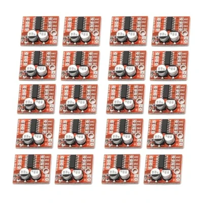 Image de Mini L298N Module de carte d&#039;entraînement 2 voies CC 1,5 A avant et arrière PWM Régulation la vitesse Double pont en H Moteur pas à (20)