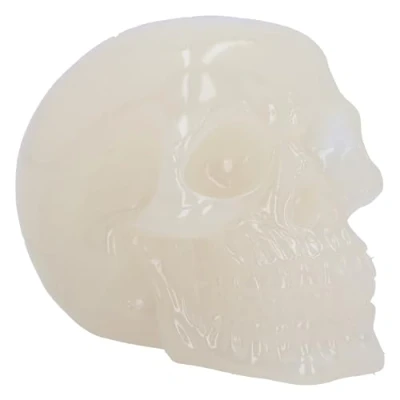 Image de Nemesis Now crâne phosphorescente 8 cm, Taille Moyenne, en résine, Blanc, Phosphorescent, Lumineux Vert, décoration d&#039;intérieur Macabre, coulée dans la résine Plus Fine