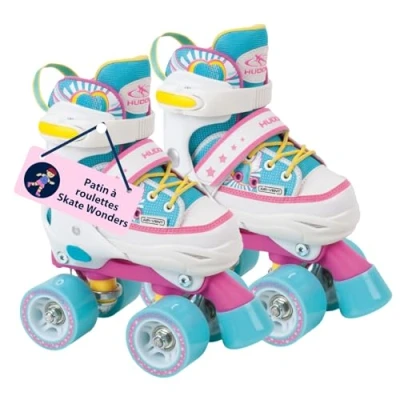 Image de HUDORA Patins à roulettes Wonders en différentes Tailles Confortables Ajustables sur 4 pour Enfants jusqu&#039;à 60 kg Chaussures de Roller Nylon Haute qualité