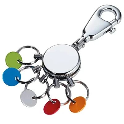 Image de Troika Porte Clés PATENT Chrome Brillant Design Rond et Coloré 5 Anneaux Interchangeables