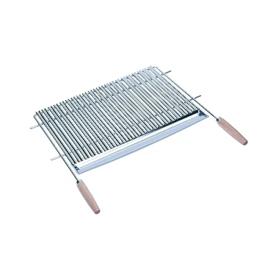 Image de Sauvic 02790 Grille de Barbecue Inoxydable en V avec Manches Bois 60 x 44 cm Acier