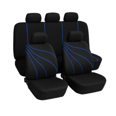 Image de Housses de siège universelles en polyester adaptées à toutes les voitures avec sièges standard 2 fermetures éclair sur le dossier arrière Modèle G (rouge) (bleu)