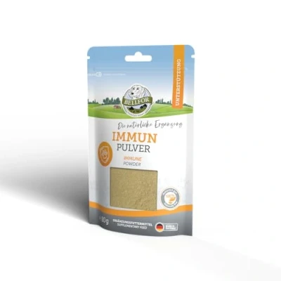 Image de Complément Alimentaire pour Chiens Immun Poudre de Bellfor 80g. Booster du Système Immunitaire Chiens. Formulé avec des Ingrédients Naturels Renforcer Les Tous Âges
