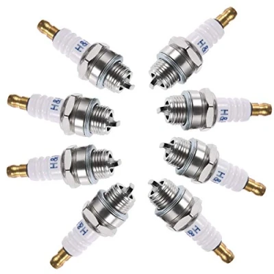 Image de Dreld Lot de 8 bougies d&#039;allumage L7T 2 temps Accessoire rechange pour tronçonneuse, débroussailleuse, tondeuse à gazon, débroussailleuse