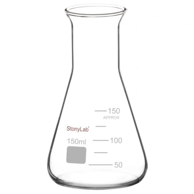 Image de stonylab 1 Paquet Flacon Erlenmeyer à Large Ouverture en Verre, 150 ml Bouteille Verre Borosilicate Flask avec Jante Robuste