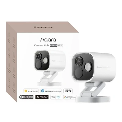 Image de Aqara 4MP Caméra Hub G5 Pro WiFi, HomeKit Secure Video, 2,4/5 Ghz, Routeur de Bordure Thread, Camera Exterieur, Vision Nocturne en Couleurs, AI Détection, Thread/Zigbee,Compatible Alexa, Google, Blanc