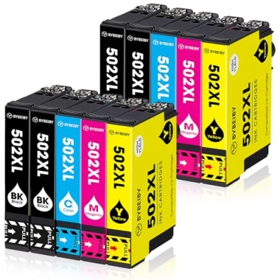Image de BYBEIBY 502XL Cartouches d&#039;encre Compatible avec Epson 502 Multipack pour Expression Home XP 5100 5105 5150 5155 Workforce WF 2860DWF 2865DWF 2880DWF 2885DWF