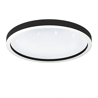 Image de Eglo connect.z Plafonnier LED connectée Montemorelos Z, lampe de plafond effet cristal contrôlable par application et commande vocale Alexa, blanc chaud froid, RVB, spot dimmable en noir, Ø 57 cm