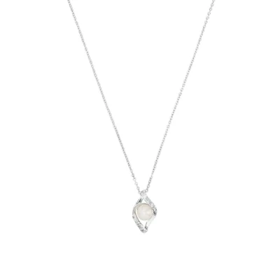 Image de Amor Collier avec pendentif pour femme en argent sterling 925, zircone synthétique, perle de culture d&#039;eau douce, 42 + 3 cm, argent, livré dans une boîte cadeau à bijoux, 9178230