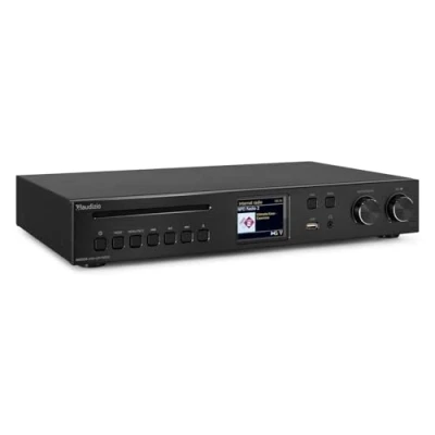 Image de Audizio Brescia Amplificateur Hi FI avec Radio Internet 120W Noir, Dab+/FM, Bluetooth 5.0, CD, MP3, USB, Entrée/Sortie RCA, 2 Sorties HP, Idéal pour Écouter Vos Musiques à la Maison