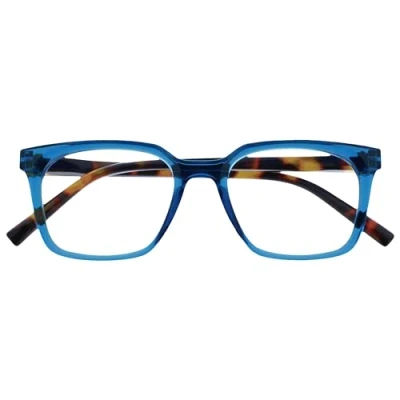 Image de OPULIZE KOI Lunettes de Lecture Large Monture Rectangulaire Élégante Coloris Bleu Hommes Femmes Charnières à Ressorts R50 3 +1.00