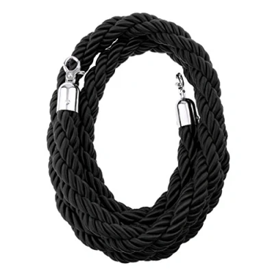 Image de B Baosity Corde de Barrière Diviseur Files d&#039;Attente 2/3m Torsadée Cordon Séparation pour Poteaux Guidage Noir, 3m