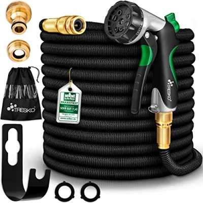 Image de TRESKO® Tuyau d&#039;arrosage Flexible et Extensible pour Jardin de 7,5m avec 3 Embouts en Latex rétractable