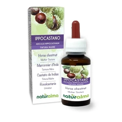 Image de Marronnier d&#039;Inde (Aesculus hippocastanum) écorce et graines Teinture Mère sans alcool Naturalma Extrait liquide gouttes 60 ml Complément alimentaire Végétalien ou végan
