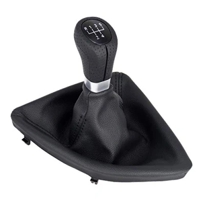 Image de L&amp;P Car Design GmbH A277 2 Pommeau de Levier Vitesse en Cuir perforé 5 Vitesses Noir