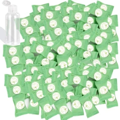 Image de Fancyou Serviette Compressée Jetable 300, Rince Doigts Lingettes Ultra douce, 100% Biodégradable Visage Voyage,Mini Chiffons de Nettoyage Comprimés,Peu Encombrant,Torchon,Absorbant(Vert)