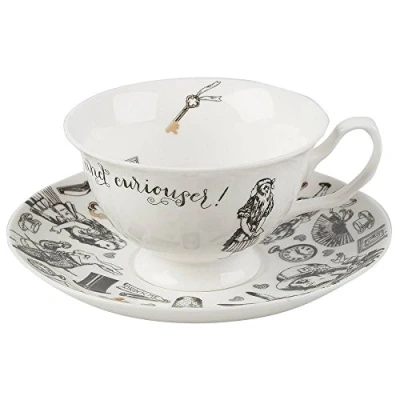 Image de V AND A Alice Au Pays Des Merveilles Tasse À Thé Et Soucoupe, 210 Ml, Blanc