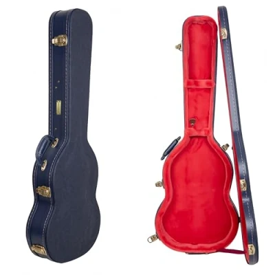 Image de Crossrock Relief Series CRW630STOB Étui en Bois pour Telecaster et Stratocaster avec Surface très texturée Imitation Vison loquets Acier Inoxydable Bleu océan