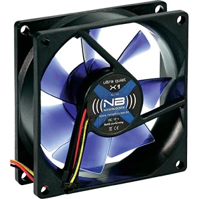 Image de Noiseblocker X1 PC Case Fan 80mm BlackSilent Ventilateur Avec Ailes Silencieuses le Volume Maximum est Seulement 10dB (A) et Débit d&#039;air de 26 m3/h