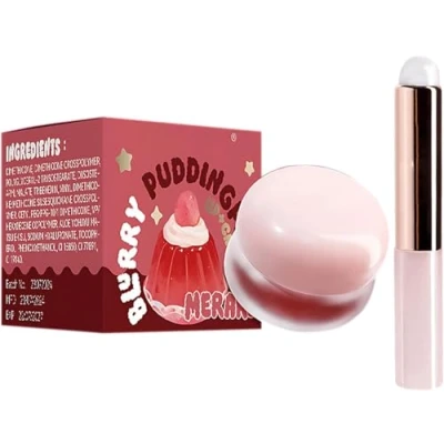 Image de Lip Pudding Pot, &amp; Cheek Blurry Pot with Silicone Brush, Blurring Makeup Blush, Buildable, Lightweight, Multi Use, Soft, Matte, Velvety Finish (02#Crush, .)