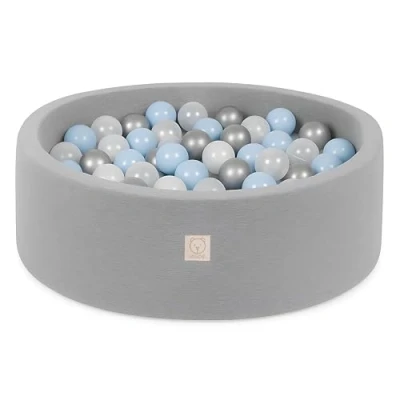 Image de MISIOO Smart Piscine a Balle pour Bébé la Chambre des Enfants à Balles 150 Lavable en Machine Oeko Tex 90 x 30 cm Gris Clair Bleu/Blanc/Argent