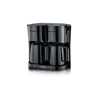 Image de Severin Cafetière Filtre Isotherme Duo, 2 X 1000 W, Jusqu&#039;à 2L soit 16 tasses, verseuses isothermes, filtres pivotants, Noir, KA 9315