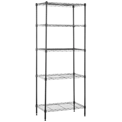 Image de Amazon Basics Meuble de rangement étroit à 5 tablettes étroites réglables en hauteur et pieds nivellement, sans roues, Noir, 58.9 x 34 152.5 cm
