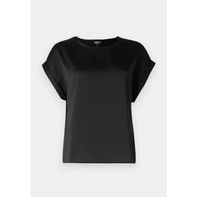 Image de Only Onllieke S/S Satin Mix Top WVN Noos Blouse à Manches Courtes, Noir, M Femme