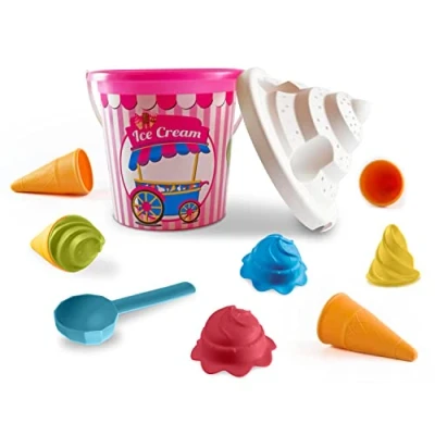 Image de Mondo Toys BUCKET SET ICE CREAM GIRL Juego de cubo arena 17 cm avec des moules à glace Jouet plage pour enfants 28445
