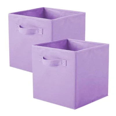 Image de powerking Lot de 2 cubes rangement pliables en tissu pour une utilisation forme cube Violet clair