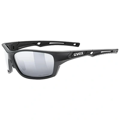 Image de uvex Sportstyle 232 P Lunettes de Sport pour Hommes et Femmes Polarisées Confort Maintien Parfait Sans Points Pression Black Matt/Silver One Size