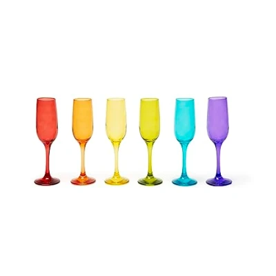 Image de Excelsa Varadero Lot de 6 flûtes multicolores, verre soufflé pulvérisé, capacité 250 ml.